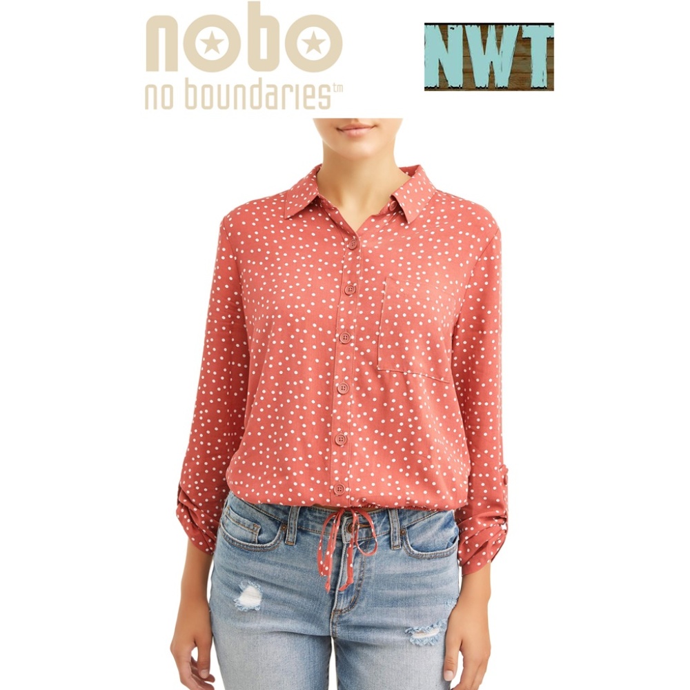 NoBo Long Sleeve Polka Dot Blouse NWT 2x
